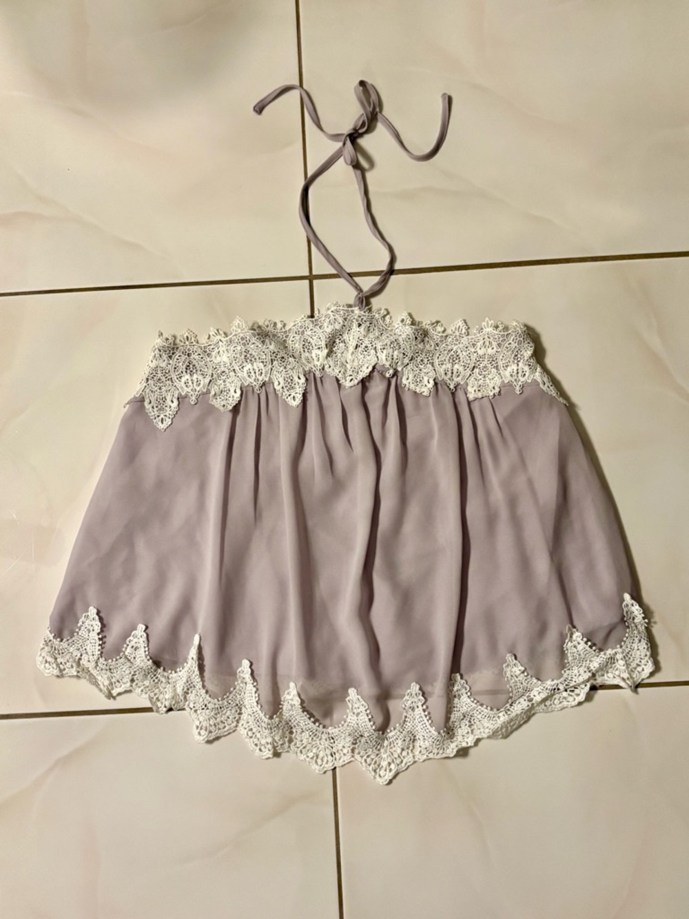 Lush Lilac Lace-Trim Halter Camisole